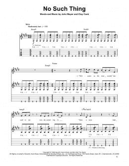 page one of No Such Thing (Guitar Tab (Single Guitar))