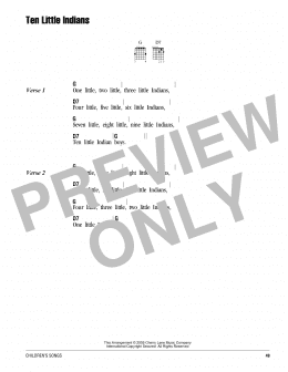 page one of Ten Little Indians (Guitar Chords/Lyrics)
