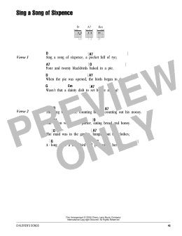 page one of Sing A Song Of Sixpence (Guitar Chords/Lyrics)