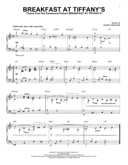 page one of Breakfast At Tiffany's [Jazz version] (arr. Brent Edstrom) (Piano Solo)