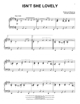 page one of Isn't She Lovely [Jazz version] (Piano Solo)