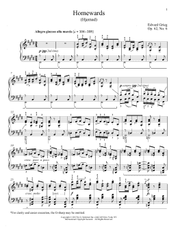 page one of Homewards (Hjemad), Op. 62, No. 6 (Piano Solo)