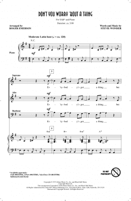 page one of Don't You Worry 'Bout A Thing (arr. Roger Emerson) (SAB Choir)