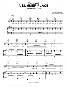 page one of (Theme From) A Summer Place (Piano, Vocal & Guitar Chords (Right-Hand Melody))