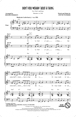 page one of Don't You Worry 'Bout A Thing (arr. Roger Emerson) (2-Part Choir)