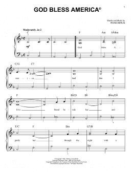 page one of God Bless America (Very Easy Piano)