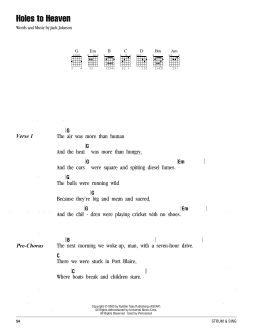 page one of Holes To Heaven (Guitar Chords/Lyrics)