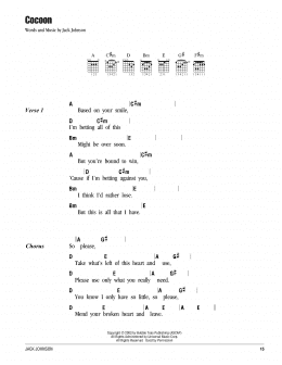 page one of Cocoon (Guitar Chords/Lyrics)