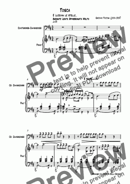 page one of E lucevan le stelle (Tosca) for Contrabbass & Piano