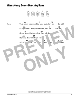 page one of When Johnny Comes Marching Home (Guitar Chords/Lyrics)