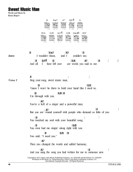 page one of Sweet Music Man (Guitar Chords/Lyrics)