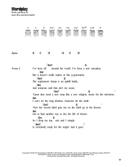 page one of Wordplay (Guitar Chords/Lyrics)