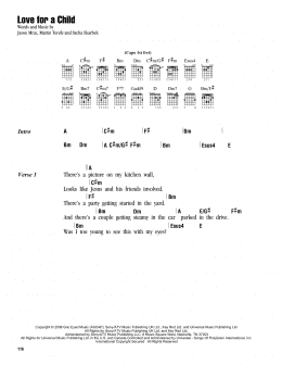 page one of Love For A Child (Guitar Chords/Lyrics)
