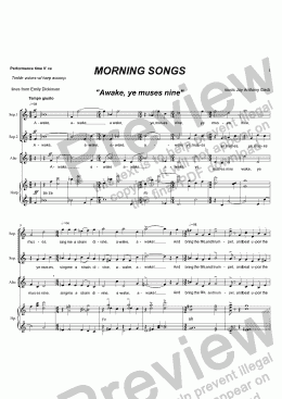 page one of Morning Songs (treble voices & harp)