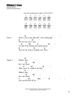 page one of Whiskey's Gone (Guitar Chords/Lyrics)