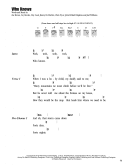 page one of Who Knows (Guitar Chords/Lyrics)