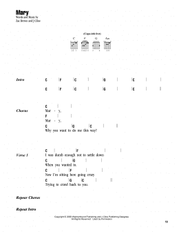 page one of Mary (Guitar Chords/Lyrics)