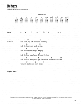 page one of No Hurry (Guitar Chords/Lyrics)