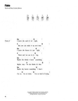 page one of Flake (Ukulele Chords/Lyrics)