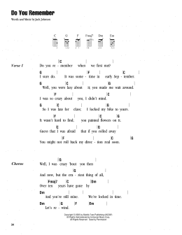 page one of Do You Remember (Ukulele Chords/Lyrics)