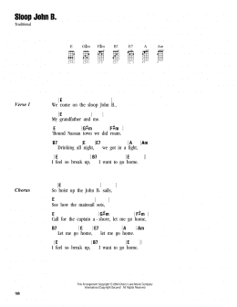 page one of Sloop John B. (Ukulele Chords/Lyrics)