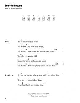 page one of Holes To Heaven (Ukulele Chords/Lyrics)