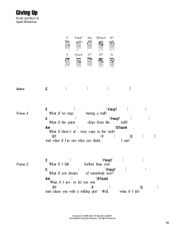 page one of Giving Up (Ukulele Chords/Lyrics)