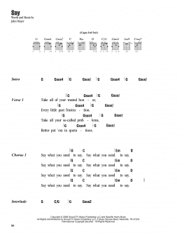 page one of Say (Guitar Chords/Lyrics)