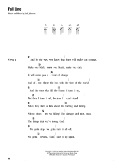 page one of Fall Line (Ukulele Chords/Lyrics)