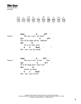 page one of Who Says (Guitar Chords/Lyrics)