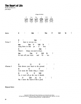 page one of The Heart Of Life (Guitar Chords/Lyrics)