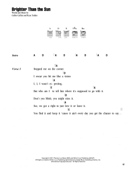 page one of Brighter Than The Sun (Guitar Chords/Lyrics)