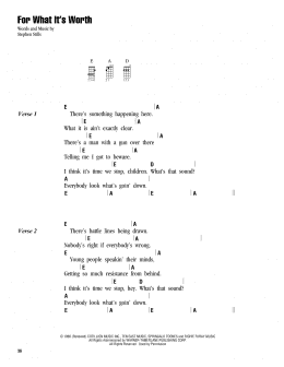 page one of For What It's Worth (Ukulele Chords/Lyrics)