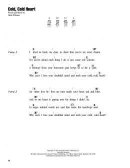 page one of Cold, Cold Heart (Ukulele Chords/Lyrics)