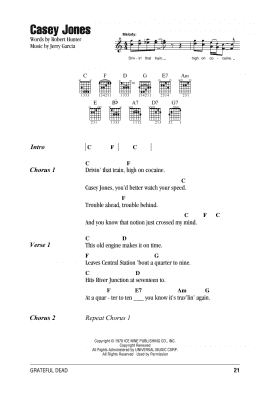 page one of Casey Jones (Guitar Chords/Lyrics)