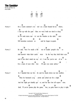 page one of The Gambler (Ukulele Chords/Lyrics)