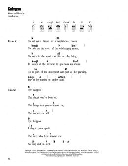 page one of Calypso (Ukulele Chords/Lyrics)