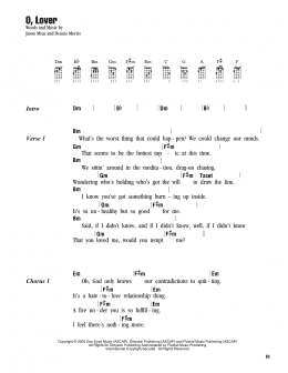 page one of O, Lover (Ukulele Chords/Lyrics)