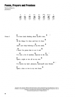 page one of Poems, Prayers And Promises (Ukulele Chords/Lyrics)