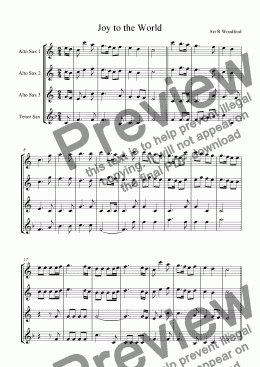 page one of Joy to the World (Sax Quartet)