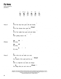 page one of Fly Away (Ukulele Chords/Lyrics)