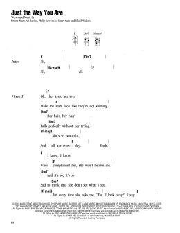 page one of Just The Way You Are (Ukulele Chords/Lyrics)