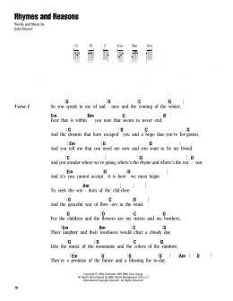 page one of Rhymes And Reasons (Ukulele Chords/Lyrics)