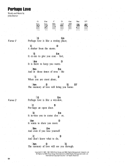 page one of Perhaps Love (Ukulele Chords/Lyrics)