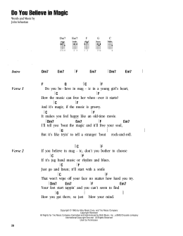 page one of Do You Believe In Magic (Ukulele Chords/Lyrics)