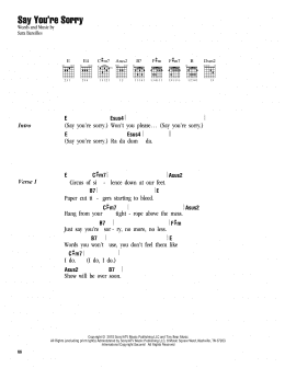 page one of Say You're Sorry (Guitar Chords/Lyrics)
