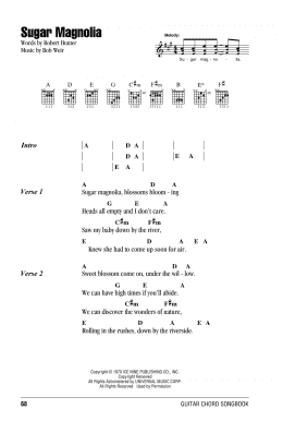page one of Sugar Magnolia (Guitar Chords/Lyrics)