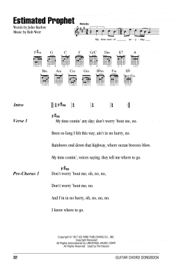 page one of Estimated Prophet (Guitar Chords/Lyrics)