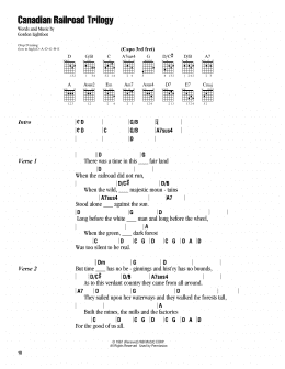 page one of Canadian Railroad Trilogy (Guitar Chords/Lyrics)