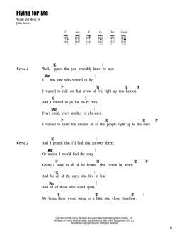 page one of Flying For Me (Ukulele Chords/Lyrics)